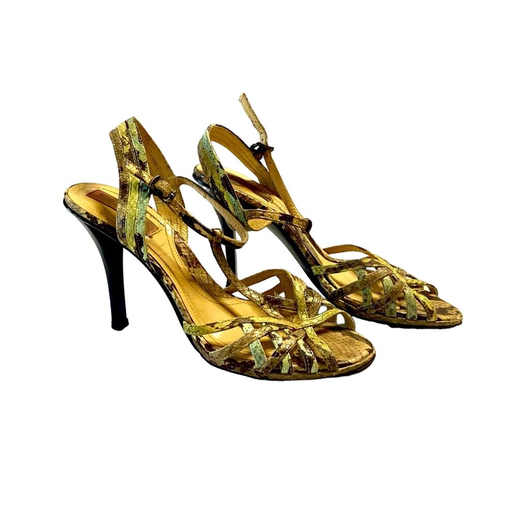 Via Spiga Gold Strappy High Heel Sandals